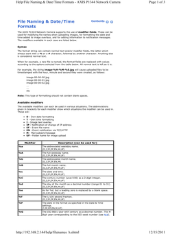 File Naming & Date/Time Formats