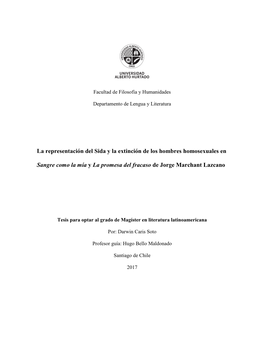 La Representación Del Sida Y La Extinción De Los Hombres Homosexuales En Sangre Como La Mía Y La Promesa Del Fracaso De Jorge