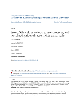 Project Sidewalk: a Web-Based Crowdsourcing Tool for Collecting Sidewalk Accessibility Data at Scale Manaswi SAHA