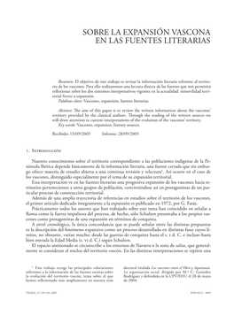 Sobre La Expansión Vascona En Las Fuentes Literarias