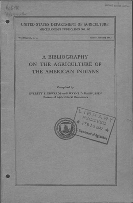 A Bibliography on the Agriculture of the American Indians