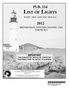 List of Lights Radio Aids and Fog Signals 2012 British Isles, English Channel and North Sea