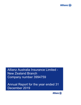 Allianz Australia Insurance Limited - New Zealand Branch Company Number 3994759