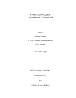 Hydrogen Evolution Catalyzed by Cobaloximes