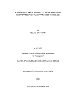 A Sanitation Plan for a Fishing Village in Jamaica That Incorporates Evapotranspiration Bed Technology