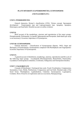 Pteridophytes, Gymnosperms and Paleobotany)