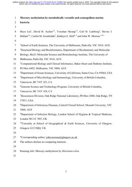 Mercury Methylation by Metabolically Versatile and Cosmopolitan Marine Bacteria