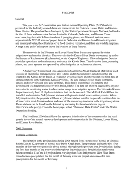 AOP) Has Been Prepared for the Federally-Owned Dams and Reservoirs in the Niobrara, Lower Platte, and Kansas River Basins