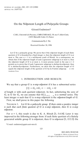 On the Nilpotent Length of Polycyclic Groups