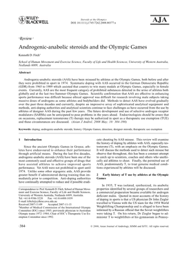 Androgenic-Anabolic Steroids and the Olympic Games