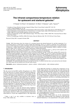 The Infrared Compactness-Temperature Relation for Quiescent and Starburst Galaxies