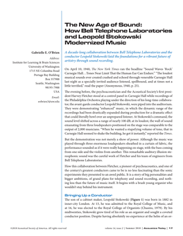 The New Age of Sound: How Bell Telephone Laboratories and Leopold Stokowski Modernized Music