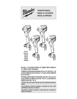 OPERATOR's MANUAL MANUEL De L'utilisateur MANUAL Del OPERADOR