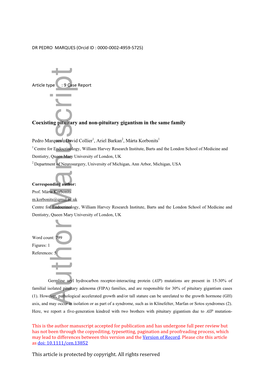 Pituitary Gigantism in the Same Family