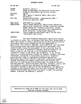 The Evolution of the Louis Bromfield Sustainable Agriculture Library