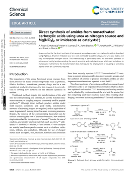 Direct Synthesis of Amides from Nonactivated Carboxylic Acids Using Urea As Nitrogen Source and Cite This: Chem