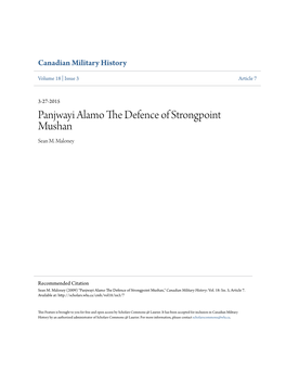 Panjwayi Alamo the Defence of Strongpoint Mushan Panjwayi Alamo the Defence of Strongpoint Mushan