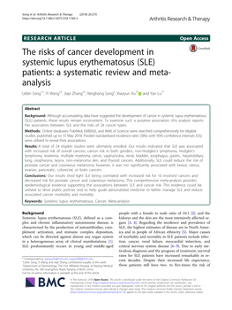 The Risks of Cancer Development in Systemic Lupus Erythematosus