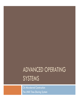 Advanced Operating Systems