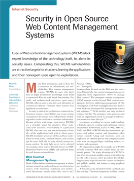 Security in Open Source Web Content Management Systems