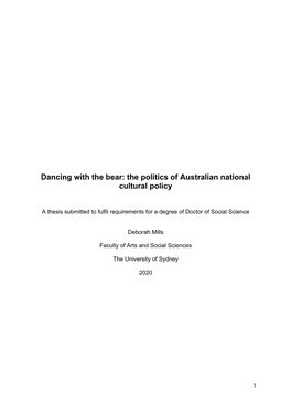 Dancing with the Bear: the Politics of Australian National Cultural Policy