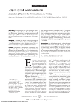 Upper-Eyelid Wick Syndrome Association of Upper-Eyelid Dermatochalasis and Tearing