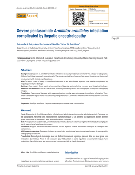 Severe Pentasomide Armillifer Armillatus Infestation Complicated