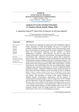 Analysis of Creative Product Potentials of Pandawa Beach, Kutuh Village, Bali