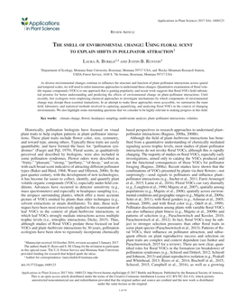 Using Floral Scent to Explain Shifts in Pollinator Attraction1