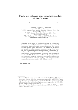 Public Key Exchange Using Semidirect Product of (Semi)Groups