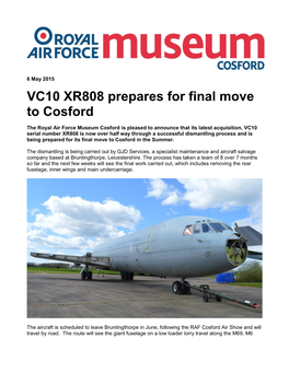 VC10 XR808 Prepares for Final Move to Cosford