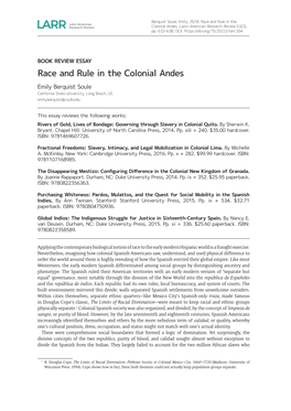 Race and Rule in the Colonial Andes