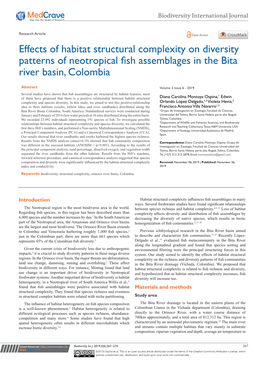 Effects of Habitat Structural Complexity on Diversity Patterns of Neotropical Fish Assemblages in the Bita River Basin, Colombia