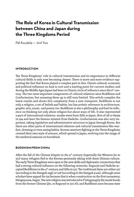 The Role of Korea in Cultural Transmission Between China and Japan During the Three Kingdoms Period