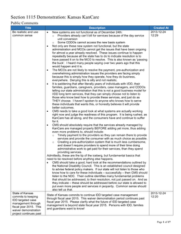 Section 1115 Demonstration: Kansas Kancare