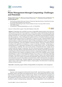 Waste Management Through Composting: Challenges and Potentials