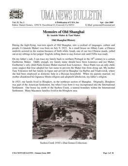 Memoirs of Old Shanghai by Anatole Maher & Tani Maher