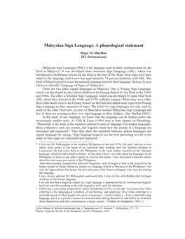 Malaysian Sign Language: a Phonological Statement