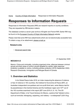 RIR) Are Research Reports on Country Conditions