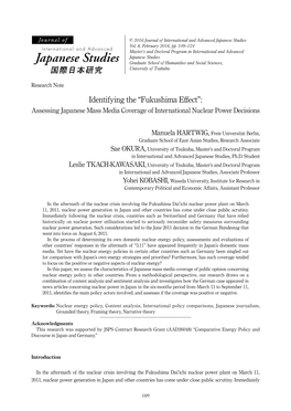 Identifying the “Fukushima Effect”: Assessing Japanese Mass Media Coverage of International Nuclear Power Decisions