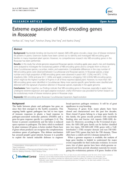 Extreme Expansion of NBS-Encoding Genes in Rosaceae Yanxiao Jia†, Yang Yuan†, Yanchun Zhang, Sihai Yang* and Xiaohui Zhang*