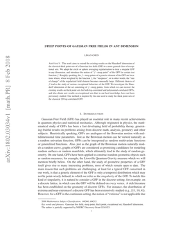 STEEP POINTS of GAUSSIAN FREE FIELDS in ANY DIMENSION 2 to the Lack of Point-Wise Values of the ﬁeld