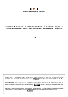 La Recepción De La Traducción De Los Referentes Culturales: Las Traducciones Al Inglés Y Al Castellano De La Novela 三国演义 (Sānguóyǎnyì: Romance De Los Tres Reinos)