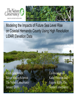 Modeling the Impacts of Future Sea Level Rise on Coastal Hernando County Using High Resolution Lidar Elevation Data