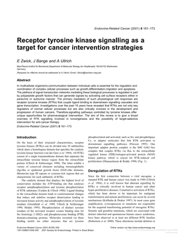 Receptor Tyrosine Kinase Signalling As a Target for Cancer Intervention Strategies