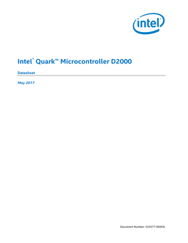 Intel® Quark™ Microcontroller D2000: Datasheet