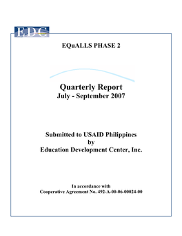 Quarterly Report July - September 2007
