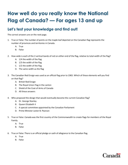 National Flag of Canada Quiz