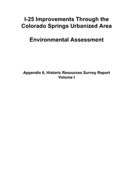 I-25 Improvements Through the Colorado Springs Urbanized Area Environmental Assessment