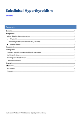 Subclinical Hyperthyroidism